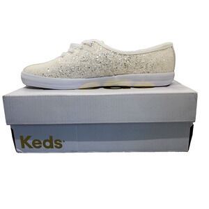 NIB Keds White Champions Glitter Sneakers Sz 9M Wedding Reception Celebrations